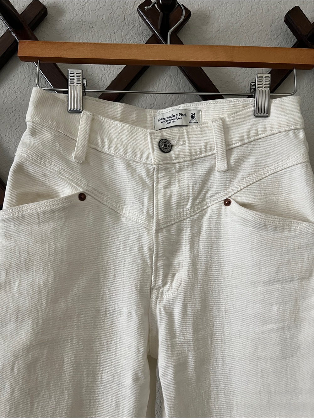 AF High Rise Western Style Off White Denim Jeans Long 00/24